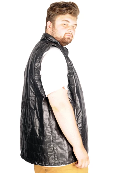 Mode XL Büyük Beden Erkek Yelek Basic Square Two 21604 Siyah - Resim 7