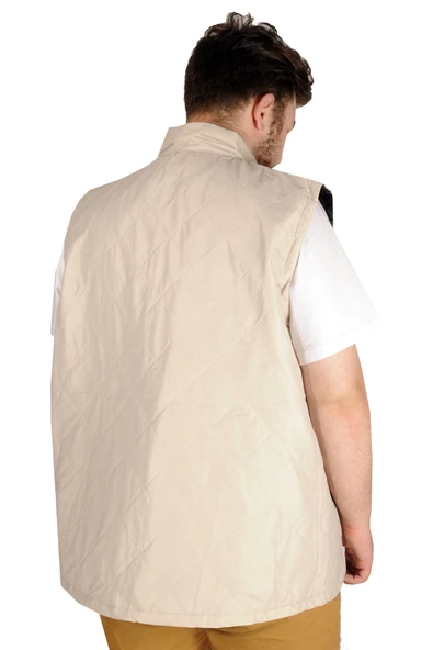 Mode XL Büyük Beden Yelek Basic Square 21602 Ekru - Resim 3