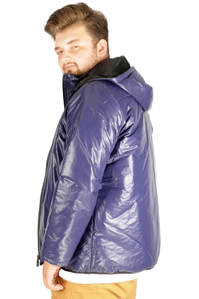 Mode XL Büyük Beden Erkek Mont Kapşon Basic 21034 Lacivert - 6