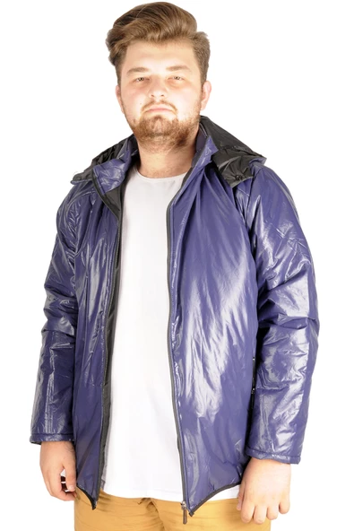Mode XL Büyük Beden Erkek Mont Kapşon Basic 21034 Lacivert - 7
