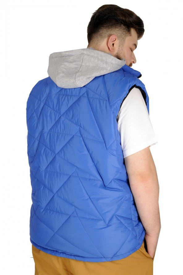 Mode XL Büyük Beden Erkek Yelek Basic Kapşon 21679 Saks - 2