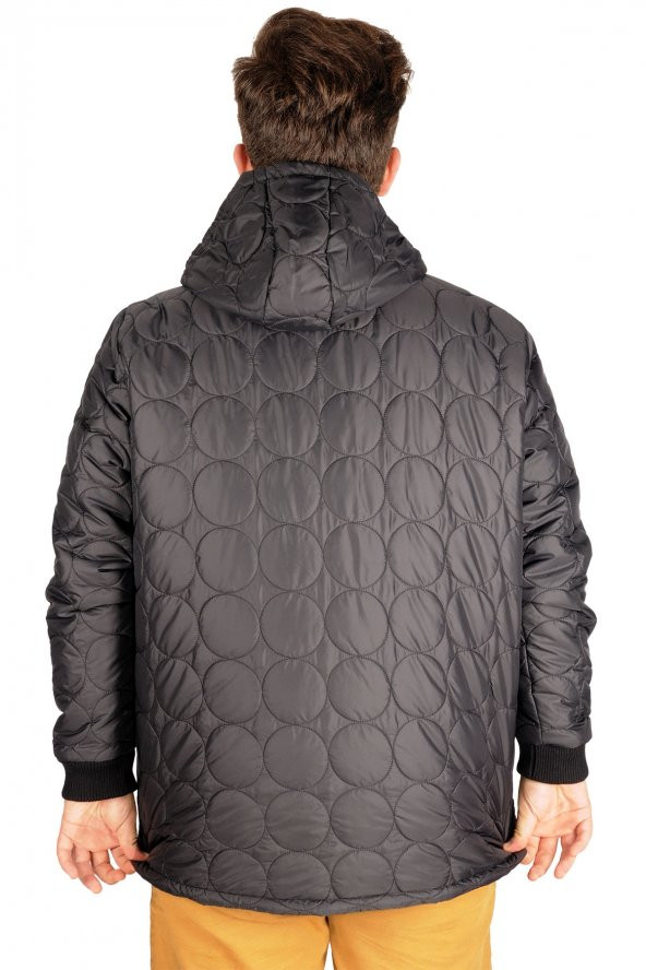 Mode XL Büyük Beden Erkek Mont Basic Round Wind 21069 Siyah - 3