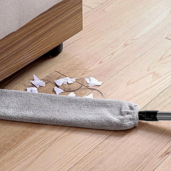 TOZ ALMA APARATI - Sihirli Mikrofiber Başlıklı Girintili Yüzey Dip Köşe Raf Temizleme Mopu - 3
