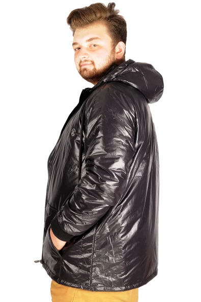 Mode XL Büyük Beden Erkek Mont Kapşon Basic 21071 Siyah - 5