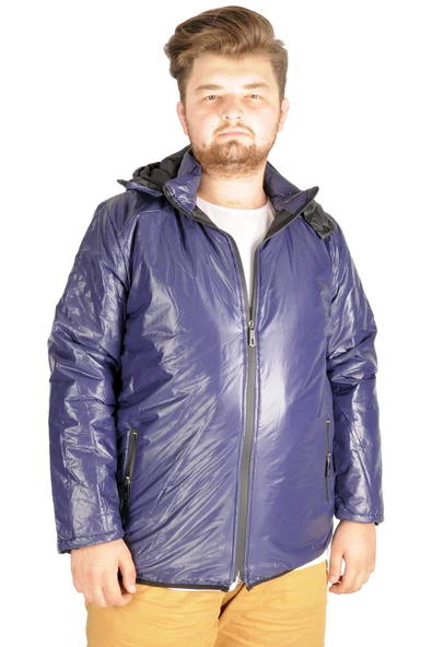 Mode XL Büyük Beden Erkek Mont Kapşon Basic 21034 Lacivert - 4