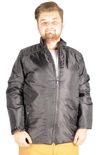 Mode XL Büyük Beden Erkek Mont Basic Wind 21043 Siyah - 4