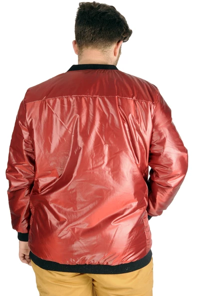 Mode XL Büyük Beden Erkek Mont College Basic Wind 21227 Bordo - Resim 3