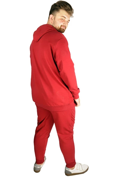 Mode XL Büyük Beden Eşofman Altı Dar Paça 20507 Bordo - Resim 7