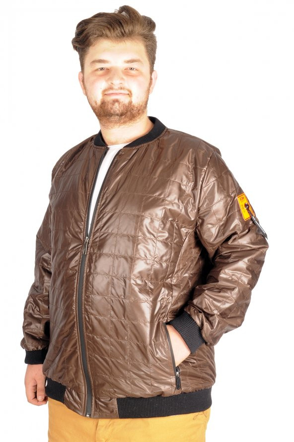 Mode XL Büyük Beden Erkek Mont Colege Square 21229 Kahverengi