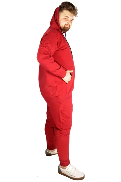 Mode XL Büyük Beden Eşofman Altı Dar Paça 20507 Bordo - Resim 4