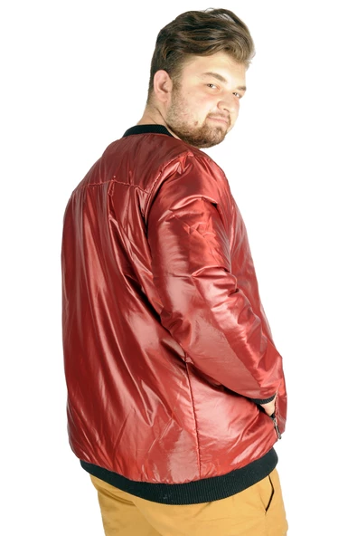 Mode XL Büyük Beden Erkek Mont College Basic Wind 21227 Bordo - Resim 6