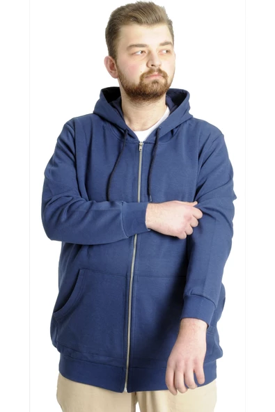 Mode XL Erkek Hırka Kapson Fermuarlı Steel Interlock 21600 Indigo - 6