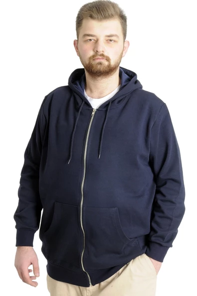 Mode XL Erkek Hırka Kapson Fermuarlı Steel Interlock 21600 Lacivert - 5