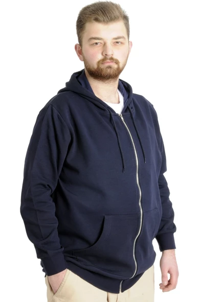 Mode XL Erkek Hırka Kapson Fermuarlı Steel Interlock 21600 Lacivert - 7