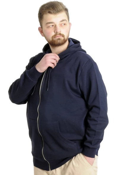 Mode XL Erkek Hırka Kapson Fermuarlı Steel Interlock 21600 Lacivert - 2