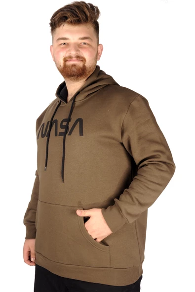 Mode XL Erkek Sweat Kapşon Nasa 21508 Haki - Resim 3