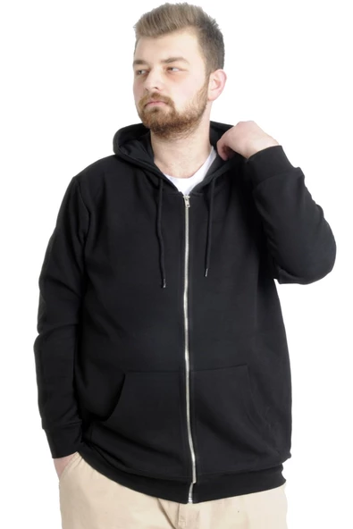 Mode XL Erkek Hırka Kapson Fermuarlı Steel Interlock 21600 Siyah - 5