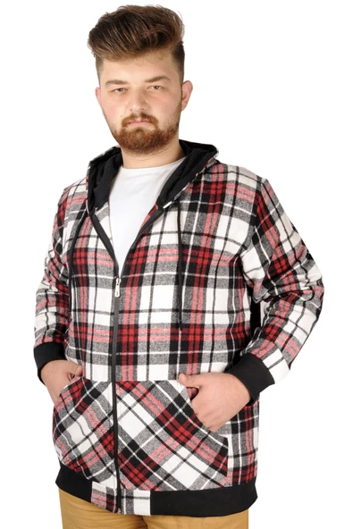 Mode XL Erkek Sweat Fermuarlı Kapşon Kang. Cep Oduncu 21570 Bordo - Resim 5