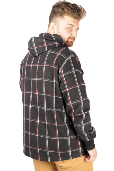 Mode XL Erkek Sweat Fermuarlı Kapşon Kapak Cep Oduncu 21571 Siyah - Resim 7