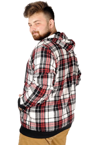 Mode XL Erkek Sweat Fermuarlı Kapşon Kang. Cep Oduncu 21570 Bordo - Resim 3