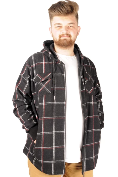 Mode XL Erkek Sweat Fermuarlı Kapşon Kapak Cep Oduncu 21571 Siyah ürün görseli