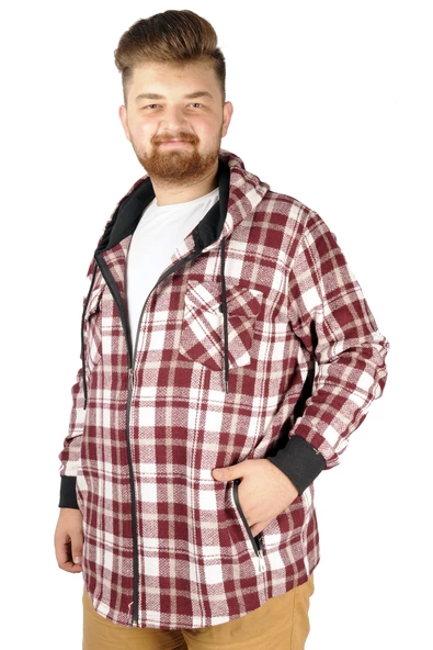 Mode XL Erkek Sweat Fermuarlı Kapak Cep Oduncu 21571 Mürdüm - 4
