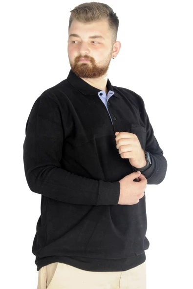 Mode XL Erkek Sweat Polo Cepli Selanik Basic 20441 Siyah ürün görseli