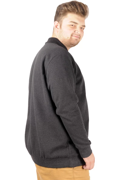 Mode XL Erkek Sweat Polo Recycle Selanik Losangeles B20420 Antramelanj - Resim 5