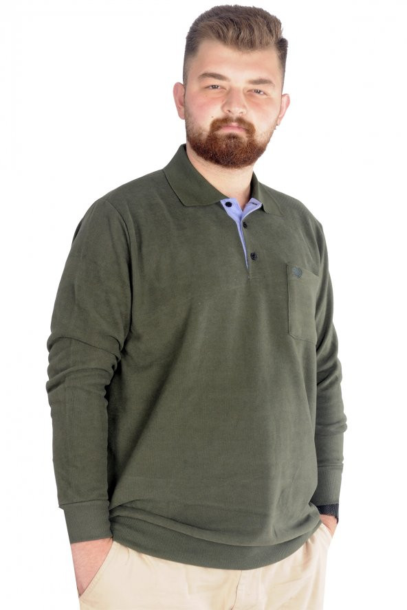 Mode XL Erkek Sweat Polo Cepli Selanik Basic 20441 Haki ürün görseli