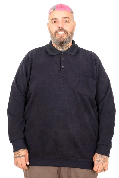 Mode XL Erkek Sweat Polo Cepli Selanik Basic 20441 Lacivert - Resim 7