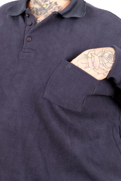 Mode XL Erkek Sweat Polo Cepli Selanik Basic 20441 Lacivert - Resim 8