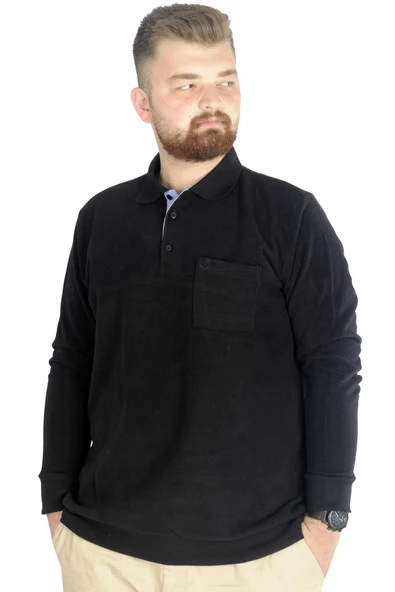 Mode XL Erkek Sweat Polo Cepli Selanik Basic 20441 Siyah - Resim 5