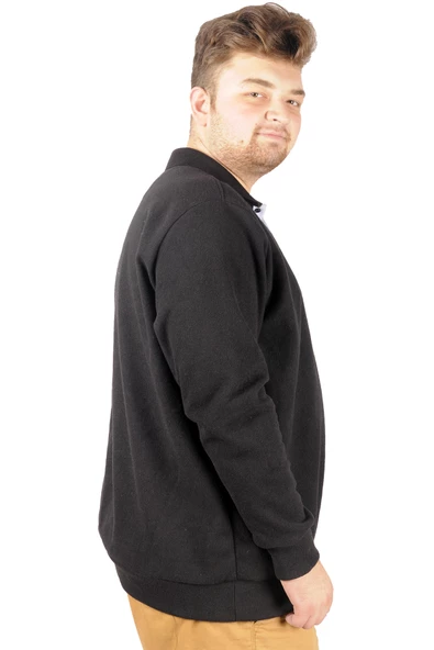 Mode XL Erkek Sweat Polo Recycle Selanik  Affiliation B20418 Siyah - Resim 6