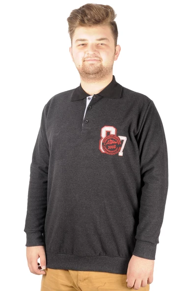 Mode XL Erkek Sweat Polo Recycle Selanik Losangeles B20420 Antramelanj ürün görseli 1