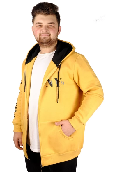Mode XL Erkek Sweat Kapşonlu 1919NY 21516 Hardal - 8