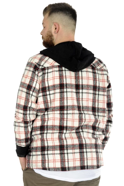 Mode XL Erkek Sweat Fermuarlı Kapşonlu Kapak Cep Oduncu 21572 Ekru - 3