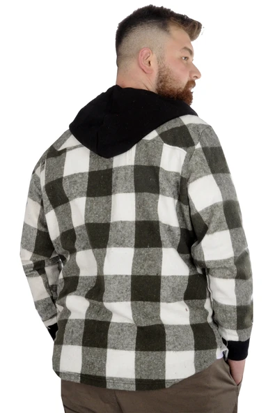 Mode XL Erkek Sweat Fermuarlı Kapşonlu Kapak Cep Oduncu 21572 Haki - Resim 6