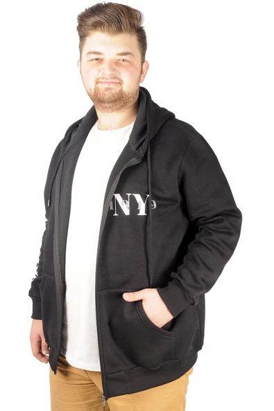 Mode XL Erkek Sweat Kapşonlu 1919NY 21516 Siyah - 9