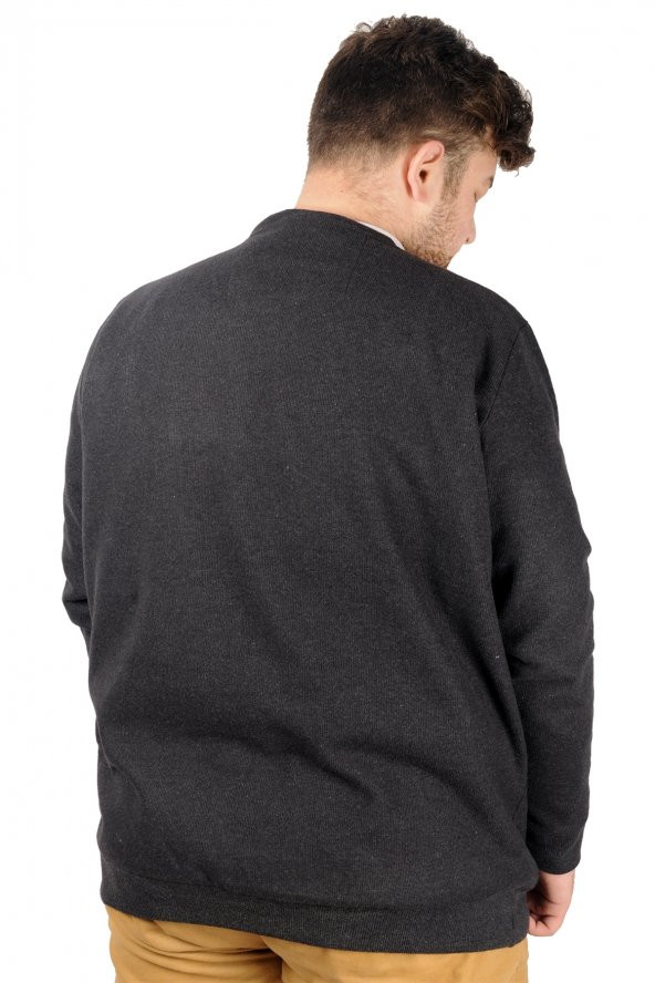 Mode XL Erkek Sweat Recycle Selanik V Yaka B21542 Antramelanj - 3