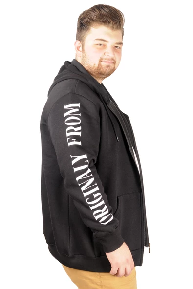 Mode XL Erkek Sweat Kapşonlu 1919NY 21516 Siyah - 3