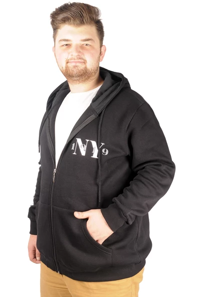 Mode XL Erkek Sweat Kapşonlu 1919NY 21516 Siyah