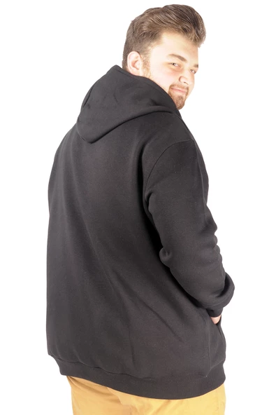 Mode XL Erkek Sweat Fermuarlı Kapşonlu California 21517 Siyah - 3