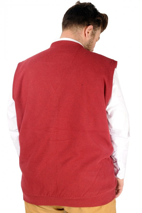Mode XL Erkek Yelek Recycle Selanik Düğmeli B20521 Bordo - 3