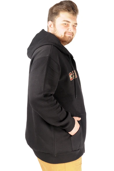 Mode XL Erkek Sweat Fermuarlı Kapşonlu California 21517 Siyah - 5