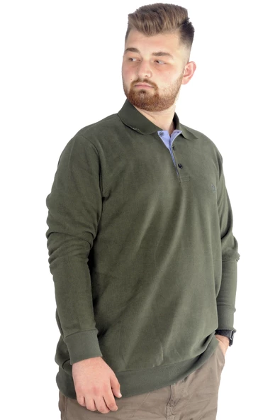 Mode XL Erkek Sweatshirt  Polo Vnz Selanik 20440 Haki - Resim 6
