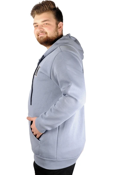 Mode XL Erkek Sweat  Kapşonlu  Michigan 21519 Mavi - Resim 6
