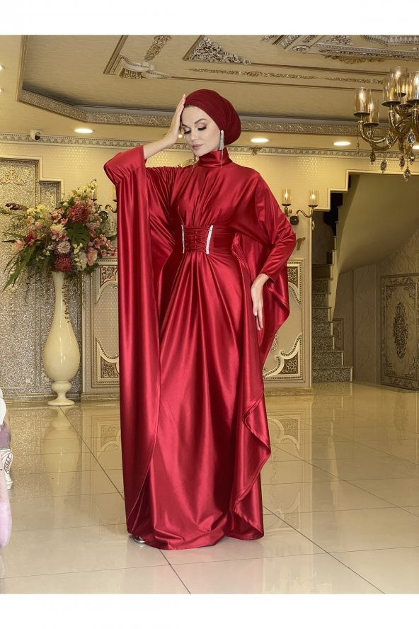 Kraliçe Kırmızı Abiye Elbise - 4