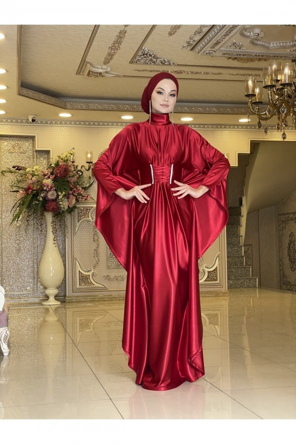 Kraliçe Kırmızı Abiye Elbise - 5