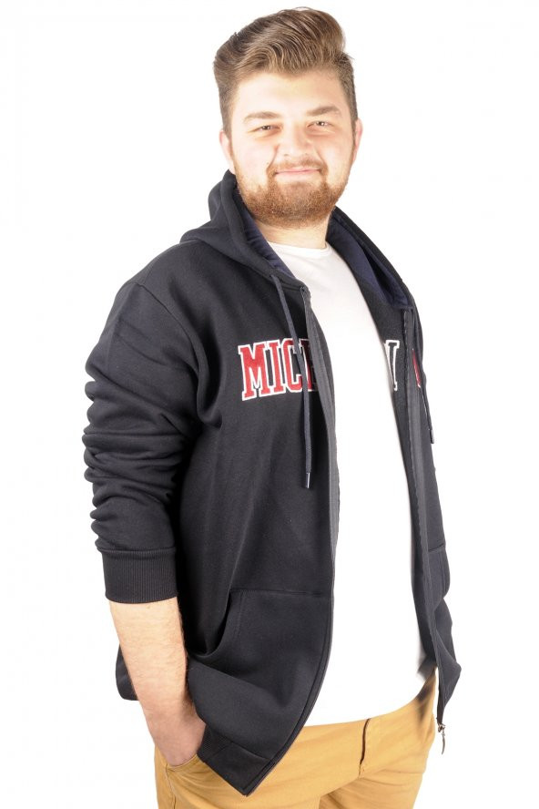 Mode XL Erkek Sweat  Kapşonlu  Michigan 21519 Lacivert - 2