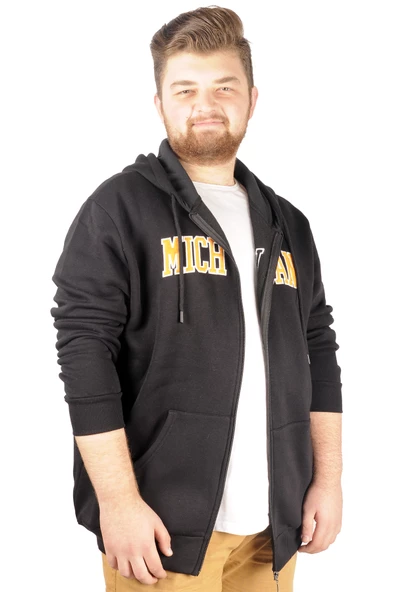 Mode XL Erkek Sweat  Kapşonlu  Michigan 21519 Siyah - 3
